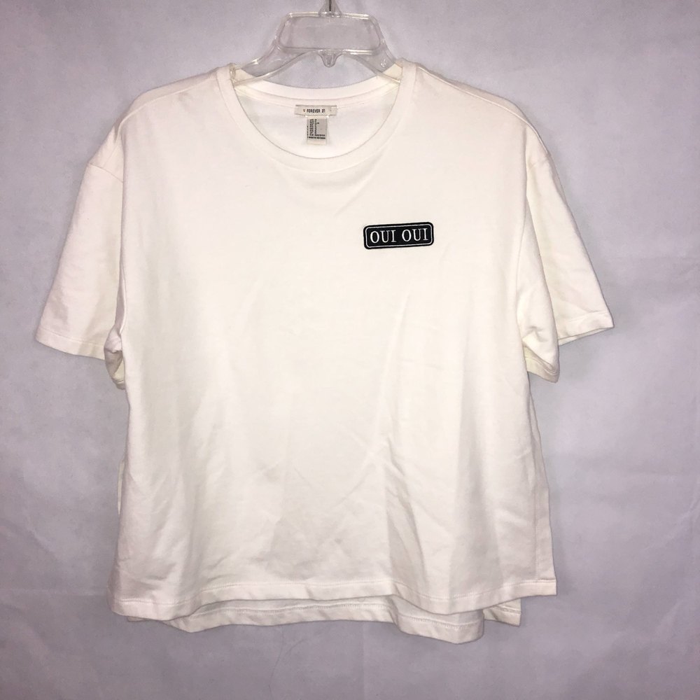 Forever 21 Oui Oui White Tee Shirt Oversized Top Size Small